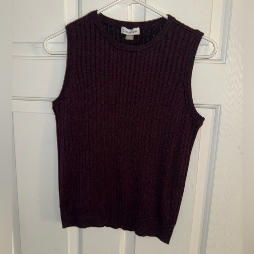 Calvin Klein Dark Plum Sweater Vest - Picture 3 of 7